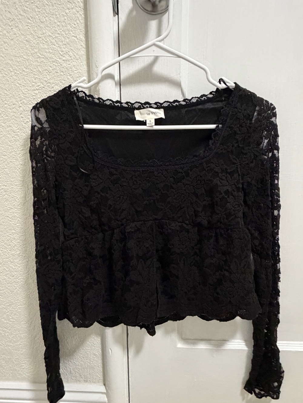 La Peche Black Lace Women Top